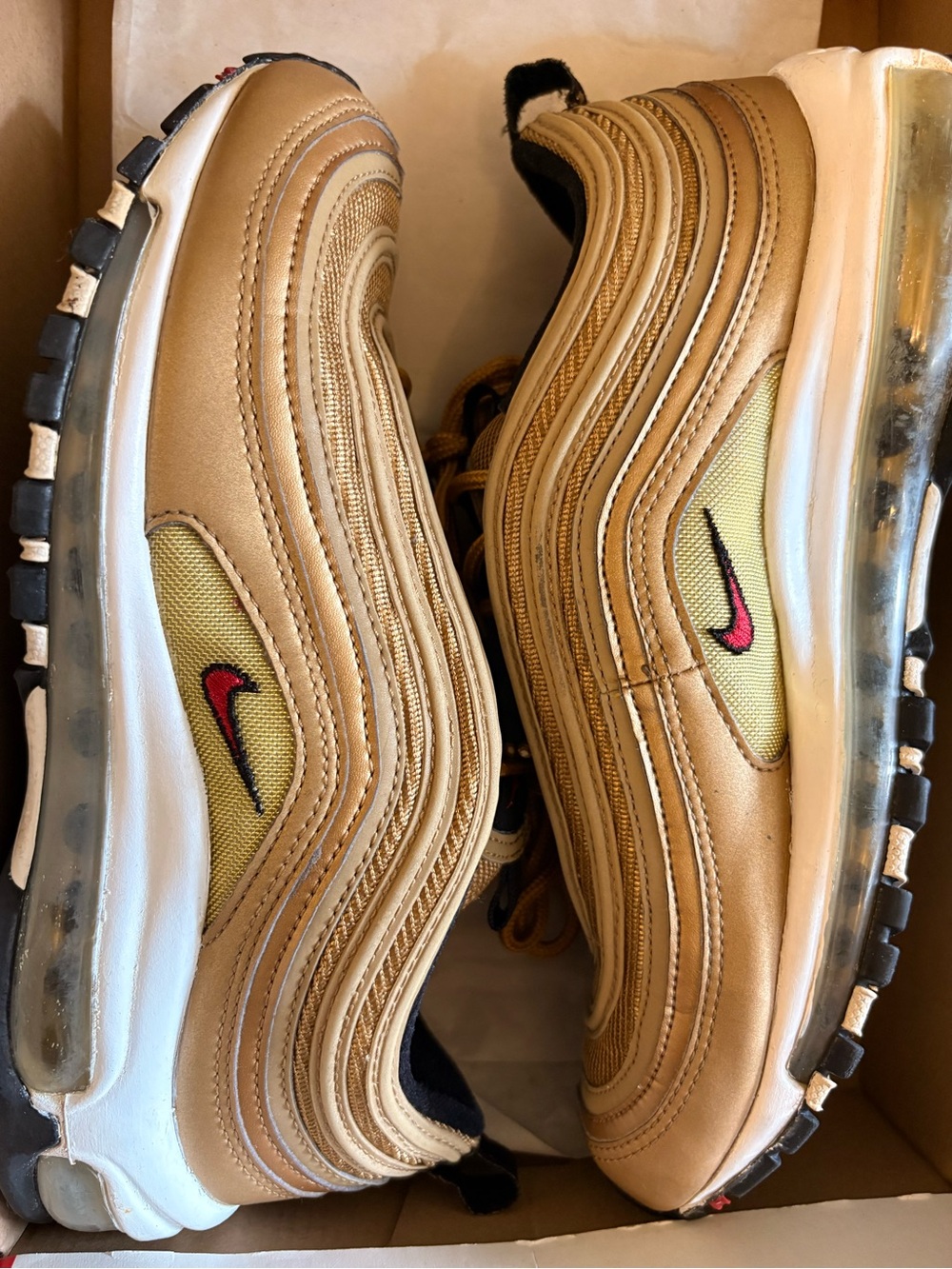 Nike Women’s Gold and Pink Air Max 97 Sneakers